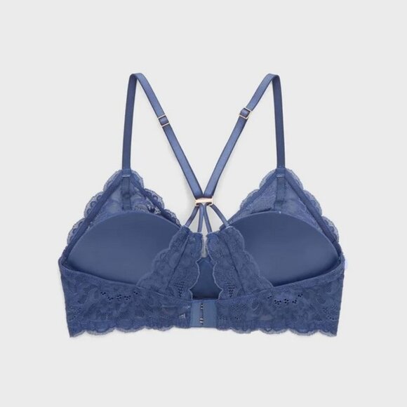 NWT Aerie Real Power Wireless Push Up New Blooms Lace Bra in Blue, 38DD - Picture 4 of 14